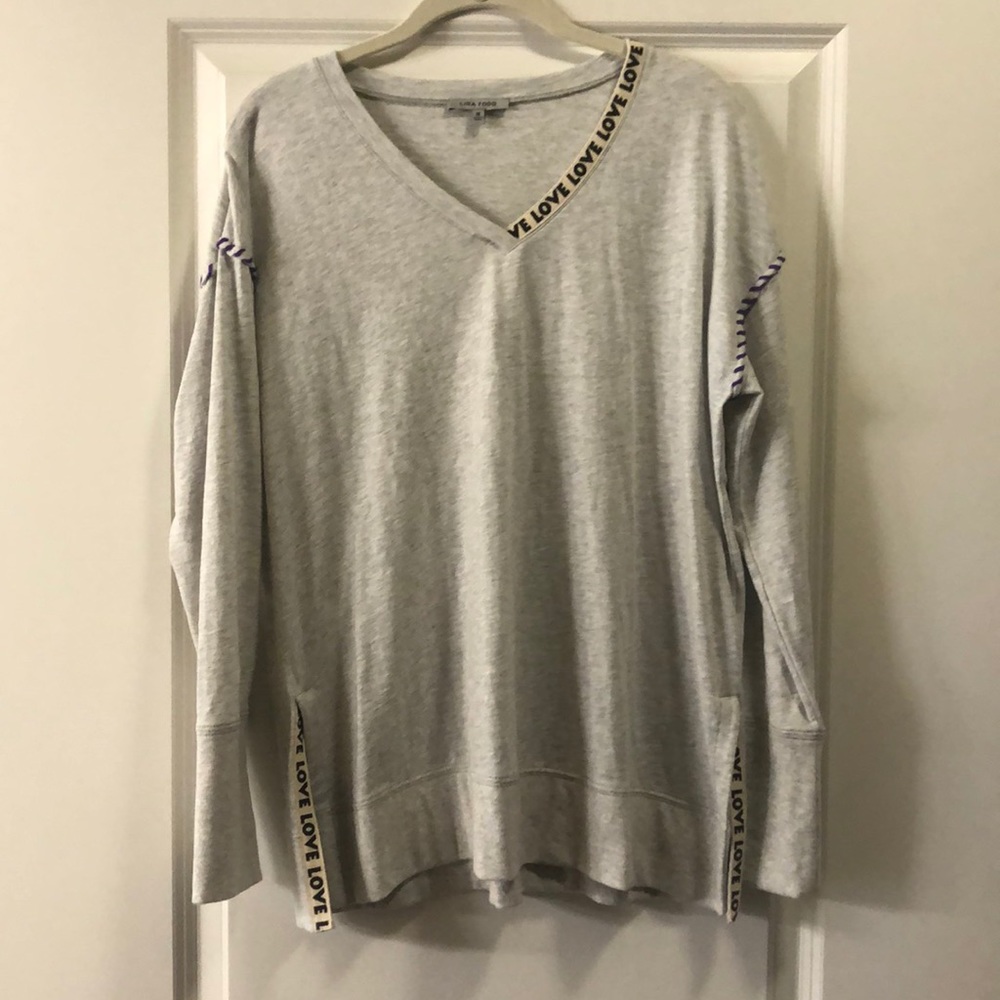 Lisa Todd Grey Cotton “Love” Sweater